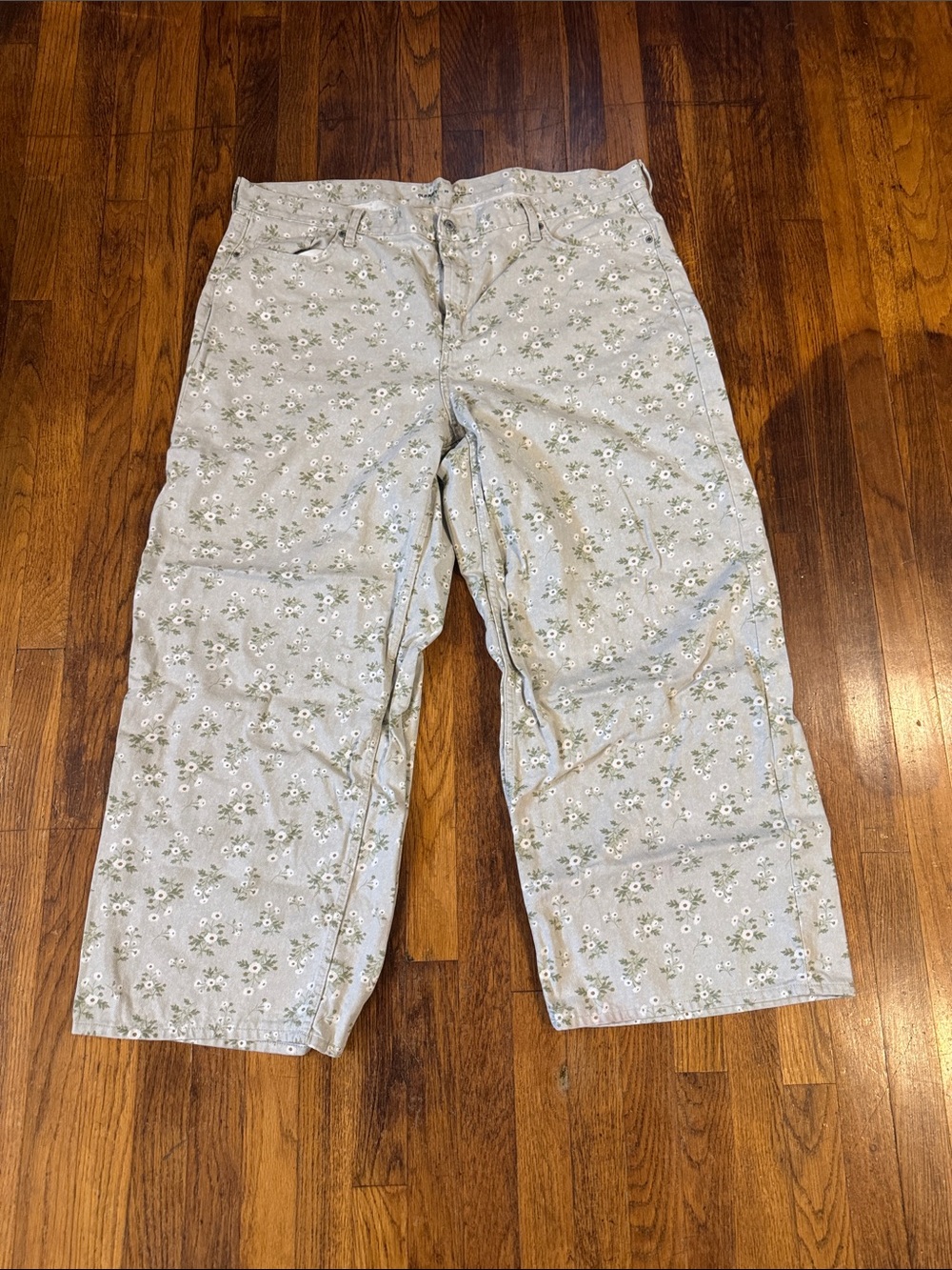 Old Navy Light Gray Floral Chinos